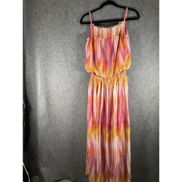 Boston Proper Dress Women 0 Smocked Pink Maxi Sleeveless Vacation‎ Resort Midi - Picture 1 of 8